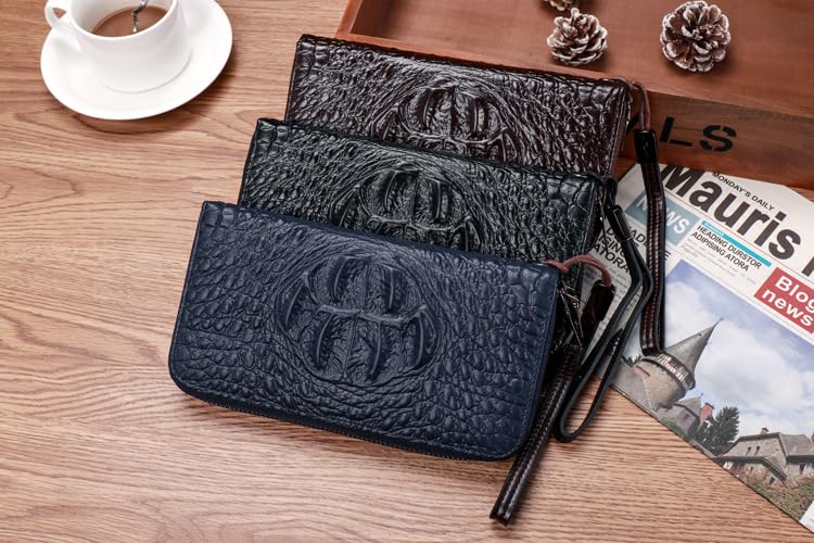 Zipper Long Wallets for Men Personalized Around Wallet Checkbook Cash Credit Card Holder Men Purse Clutch Bag4
