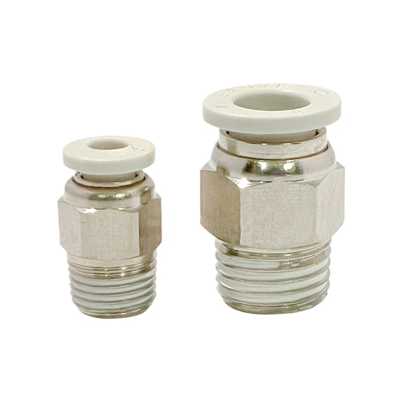 100 Pezzi Raccordi Pneumatici PC Bianchi Connettori rapidi BSPT1/8 1/4 3/8 1/2 Filettatura Maschio Tubo Aria Spingere in Diametro Esterno 4/6/8/10/12 mm(PC4-01)