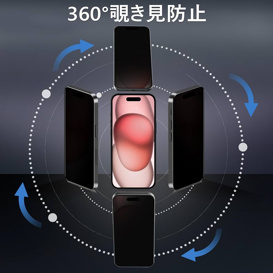 Amazon.co.jp: MINIKA 360度 覗き見防止フィルム iPhone 15 ガラス
