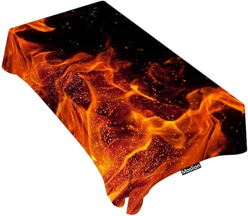 Moslion Mantel rectangular decorativo simple y fresco con llama para comedor, barbacoa, picnic, mesa de café, 60 x 84 pulgadas