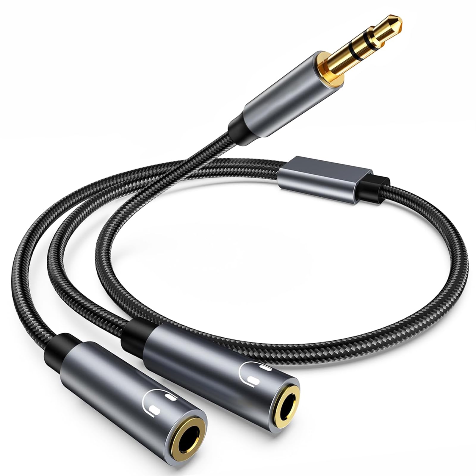 Avigers 3.5mm Splitter Audio Double Headphone Jack Mâle vers 2 Femelle Adaptateur Casque Stéréo Y Splitter