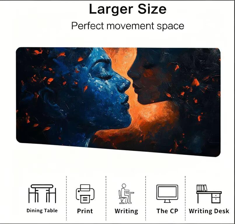 Podkładka pod mysz do gier abstrakcyjna XXL damska podkładka pod mysz 1400 x 600 x 3 mm Poprawa precyzji i szybkości, podkładka pod mysz do gier antypoślizgowa gumowa podstawa, do dekoracji Burea DZ