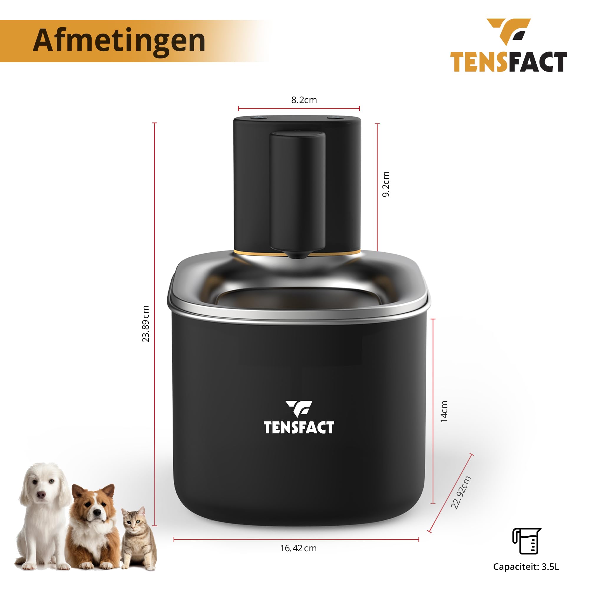 Fuente de bebida Gato o Perro - Fuente de agua inalámbrica de diseño premium Gato - Fuente de gato con sensor de movimiento y HEPA Ultra Filtración - Negro