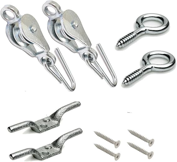 Banner® Washing Line Pulley with Screw Eyes and Cleat Hooks and Screws