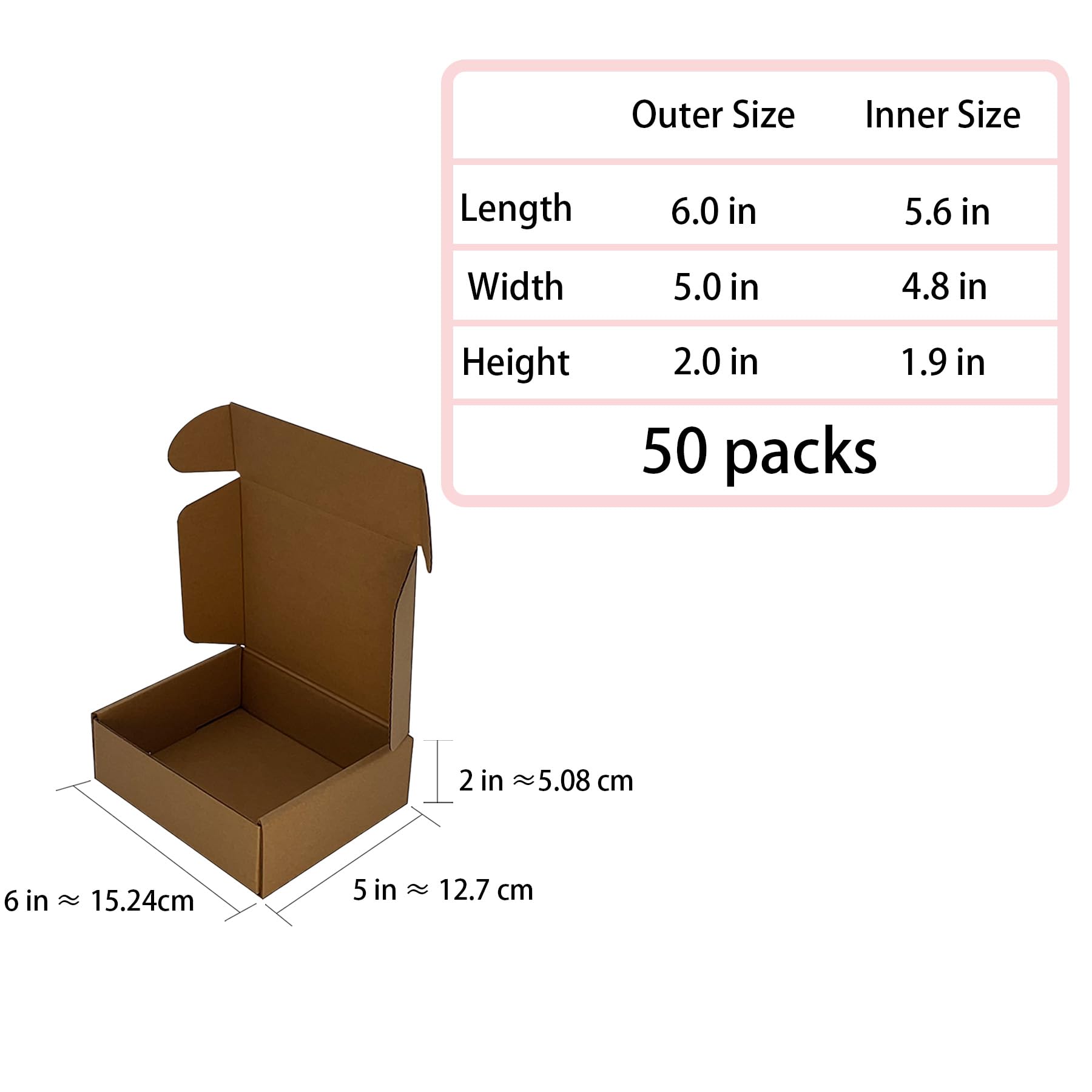 Amazon.co.jp: 配送ボックス 6x5x2インチ 50個パック ブラウン段ボール