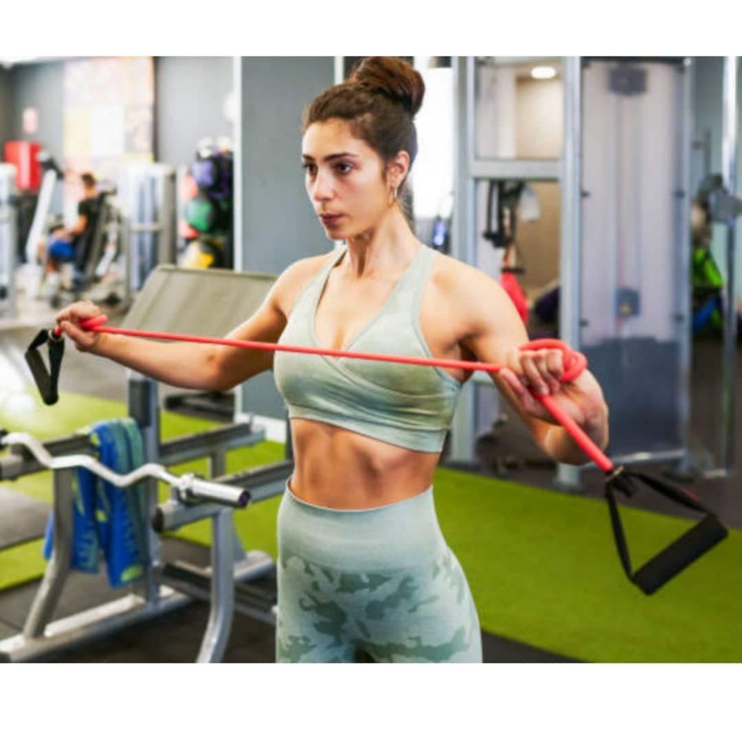 FORGO Resistance Tube Exercise Bands for Stretching, Workout, and Toning for Men, and Women, Rubber Band, Toning Tube Resistance Band, Excersice Band 3