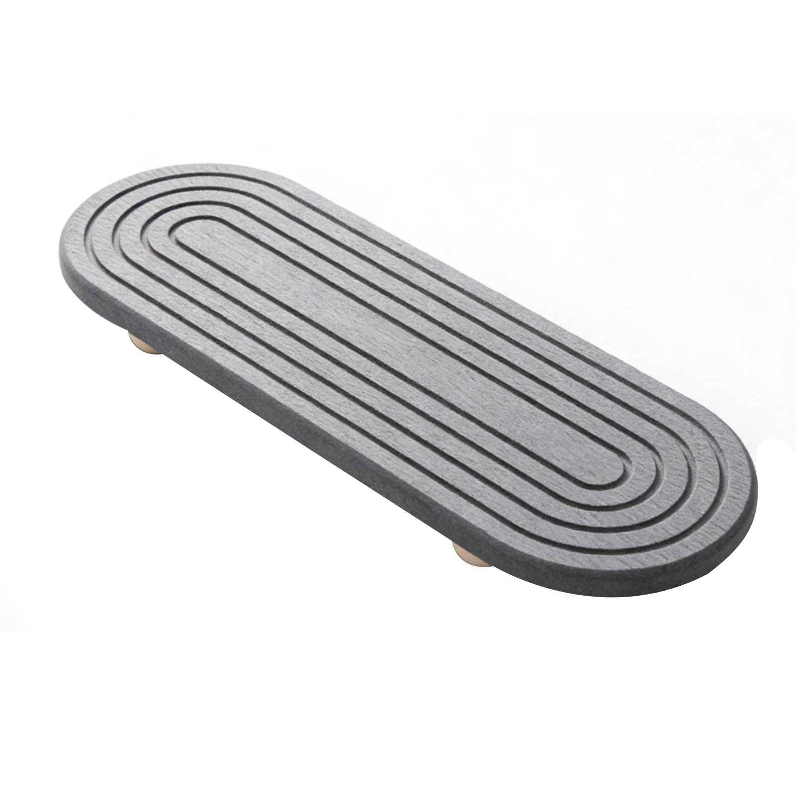 YWBL-WH Vassoio Asciugapiatti in Pietra, Tappetino Assorbente in Diatomite Ad Asciugatura Rapida con Piedini Antiscivolo in Legno, per Organizzare Saponi, Spugne (30x10 cm / 11,8x3,9 pollici)