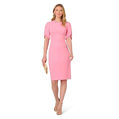 Adrianna Papell Knit Crepe Pearl Midi Dress Women