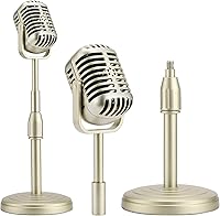 Vista 10 de Facmogu Modelo de micrófono de escritorio vintage con soporte ajustable, estilo retro clásico, accesorio de micrófono falso para el hogar, disfraz