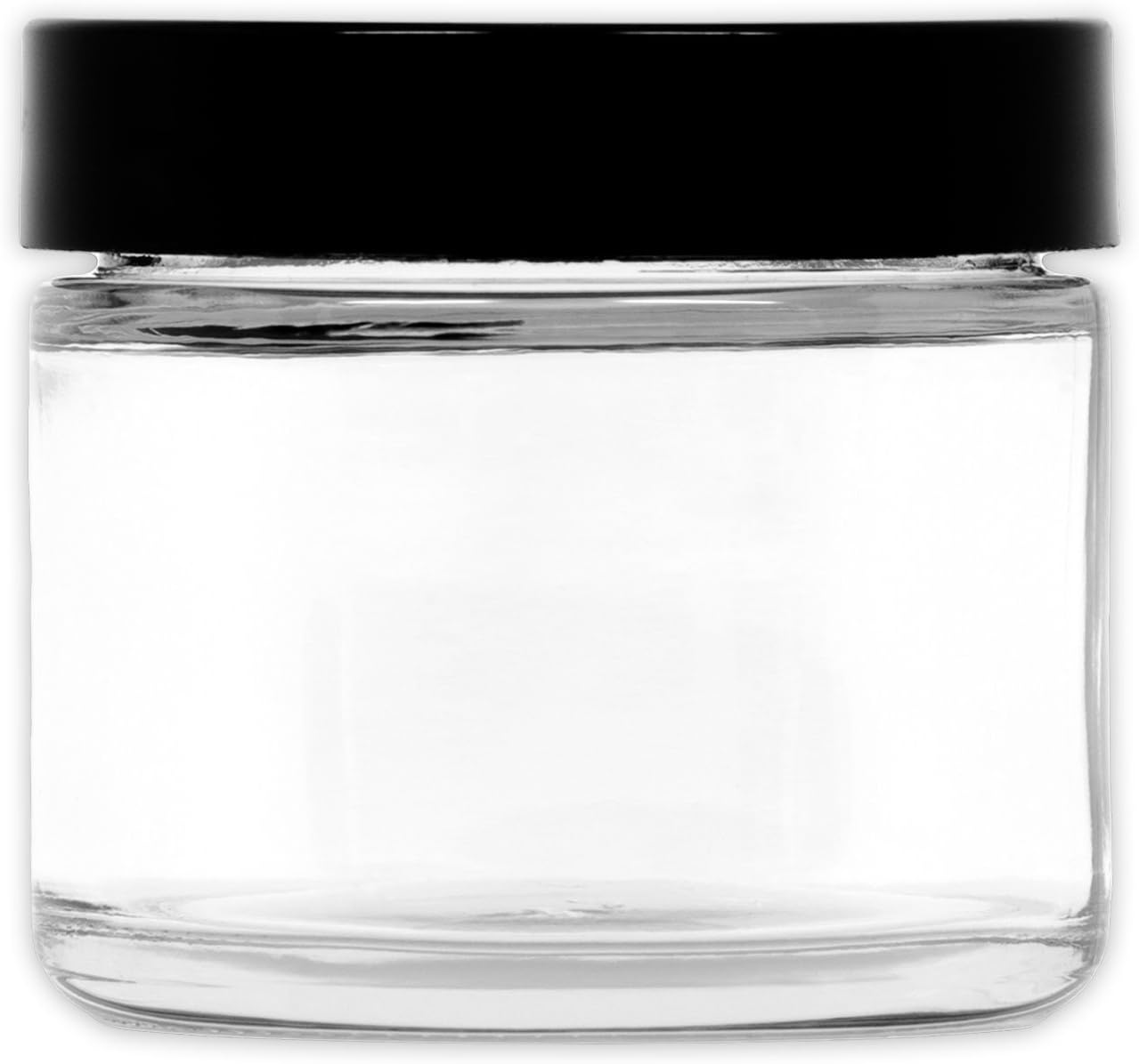 Clear 2 oz Glass Jar w/Black Lid - Pack of 6