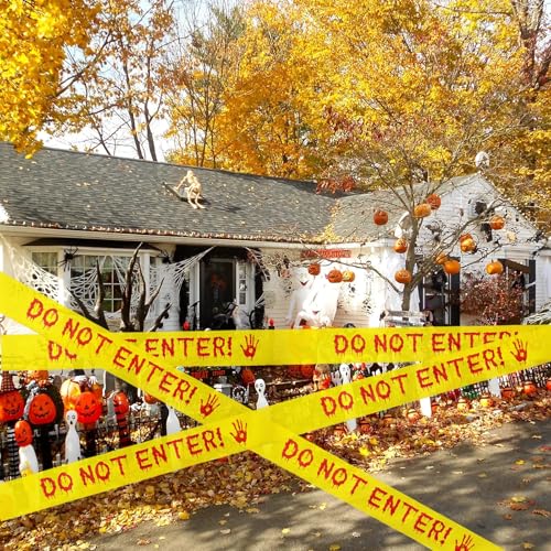Halloween Decorations Caution Tape,Do Not Enter Yellow Scary Caution Tape Roll 4.8CM*25M Hazard Warn