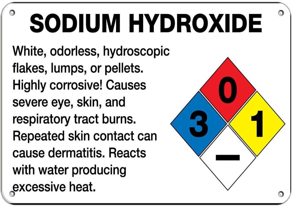 Sodium Hydroxide Causes burn Eye/Skin/Respiratory Tract
