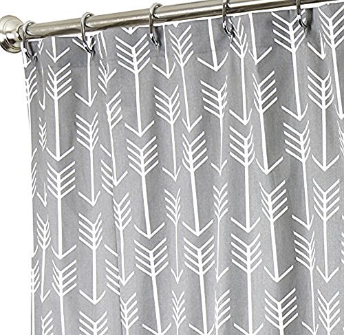 EZON-CH Customize Extral Long Large Waterproof White Arrow On Grey Print Polyester Fabric Home Hotel Apartment Bathroom Shower Curtain 72x96IN