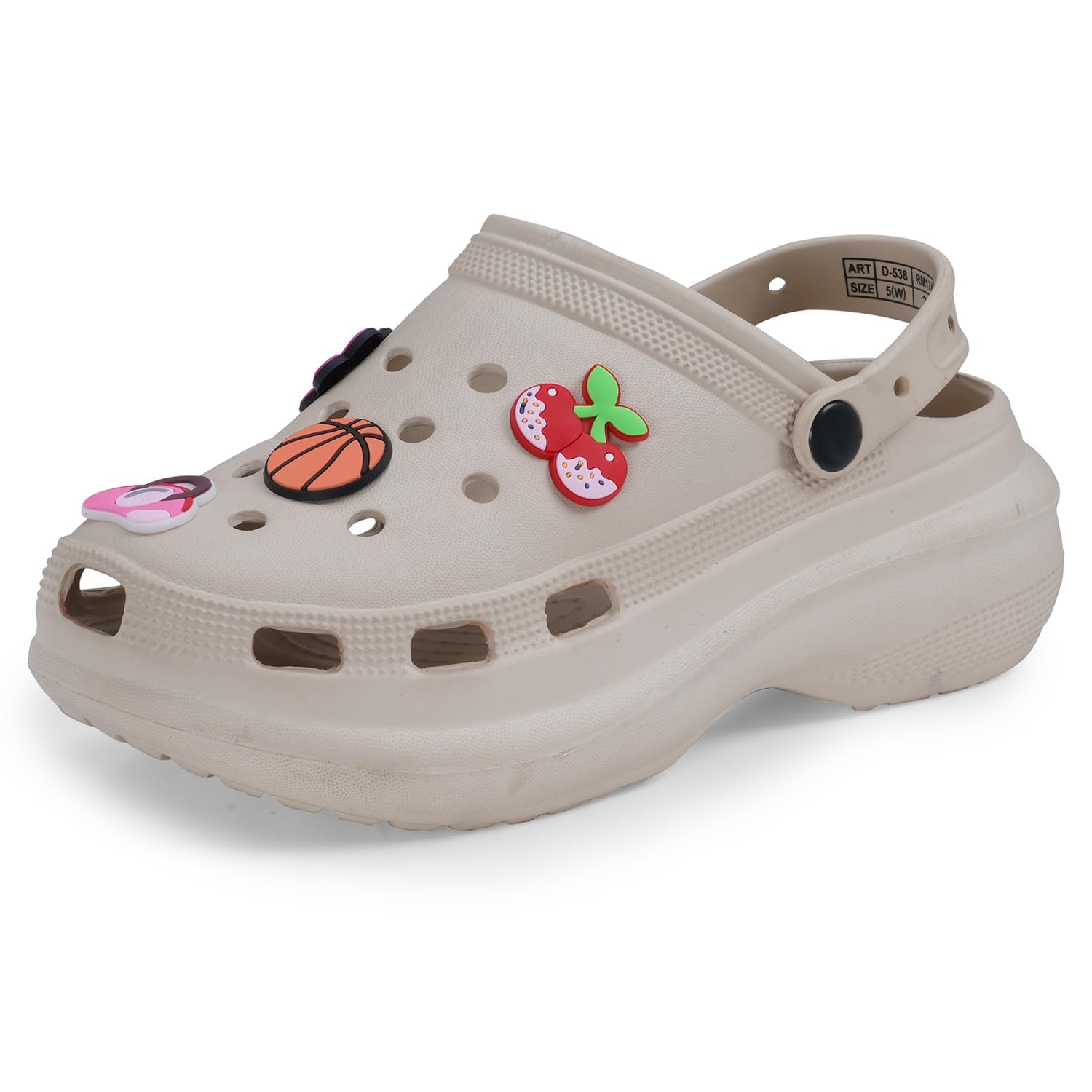 Women's Premium Extra Comfortable Clogs/Sandals with Cute Charms & Adjustable Back Strap for Adult| Lightweight Stylish & Anti-Skid| Waterproof Everyday Use Mules Girls/Ladies D-538