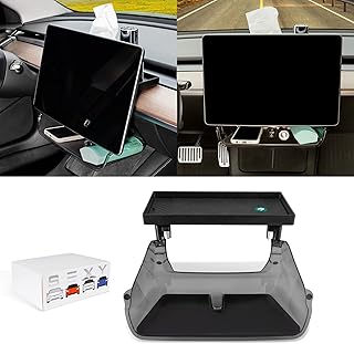 Tesla Model 3/Y Center Console Organizer Tray Magnetic Under Screen Storage Box Behind Screen Tray Dashboard Organizer Tissue Holder Compatible with Tesla Model 3 Model Y Accessories
