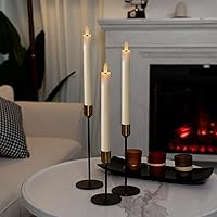 Vista 5 de Homemory Waxy Flameless Taper Candles with Remote Timer Dimmer, LED Candlesticks Flickering, Battery Operated Window Candles, 9.6 Inches for
