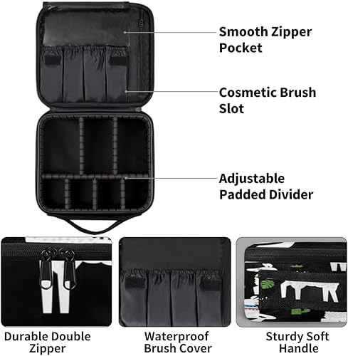 Miniatura 4 de Bolsa de maquillaje de viaje para mujer, grande, cuadrada, portátil, profesional, tren de coqueta, estuche cosmético con asa, hojas de alpaca de