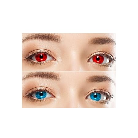 Glance Gallaxy 2 Pair Monthly Colored Red, Light Blue Contact Lenses for Eye Men and Women with 1 Lens Storage Box