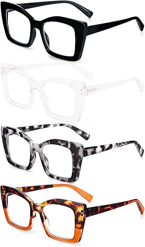 Miniatura 2 de DXYXYO Lentes de lectura cuadrados de gran tamaño para mujer, bloqueo de luz azul, estilo Oprah, marco grueso, lectores con bisagra de resorte