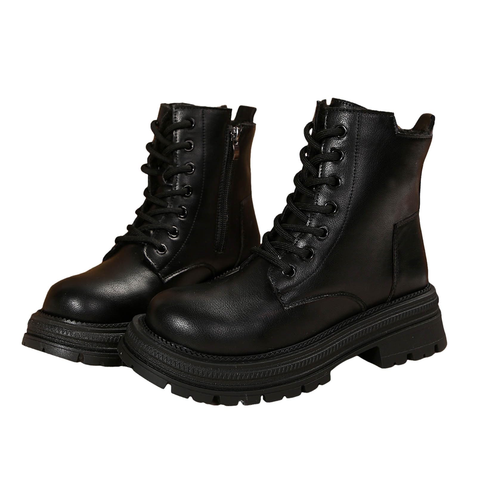 Botas de combate para mujer con cordones, botas de combate, botas de senderismo, con cremallera, tacón de bloque, tácticas, militares, de invierno, plataforma, zapatos de seguridad