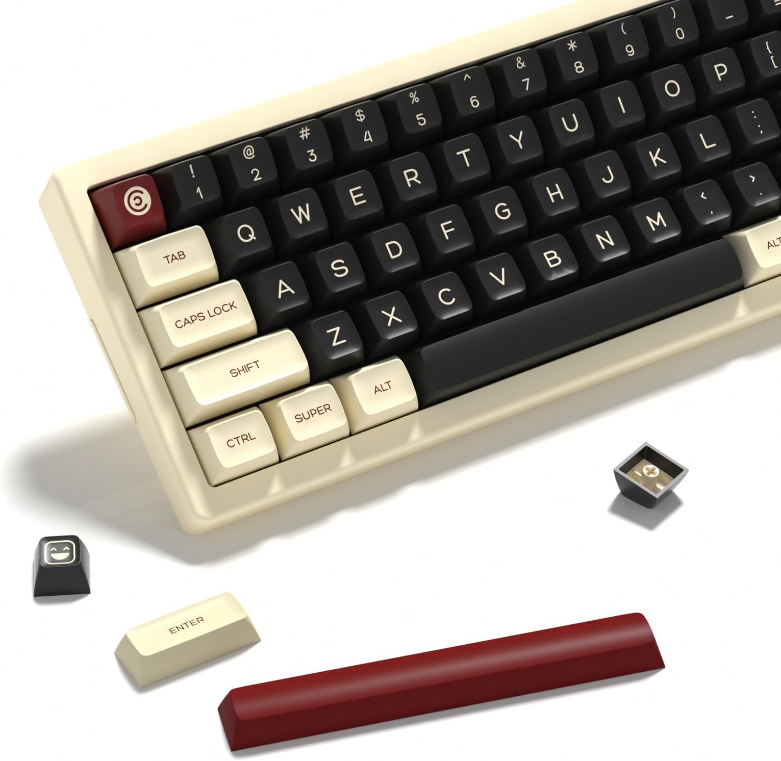 KBDiy SA Profile Rome PBT Double Shot Keycap Set,160 Keys Black and White Custom Key Caps