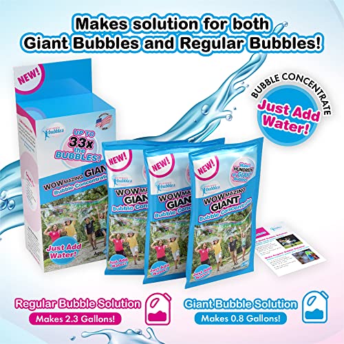 Wowmazing Bubble Concentrate Solution (Up To 2.3 Gallons) - Big Bubbles (3 Pouches Of Bubble Refill) – Just Add Water – Made In Usa #TOP1