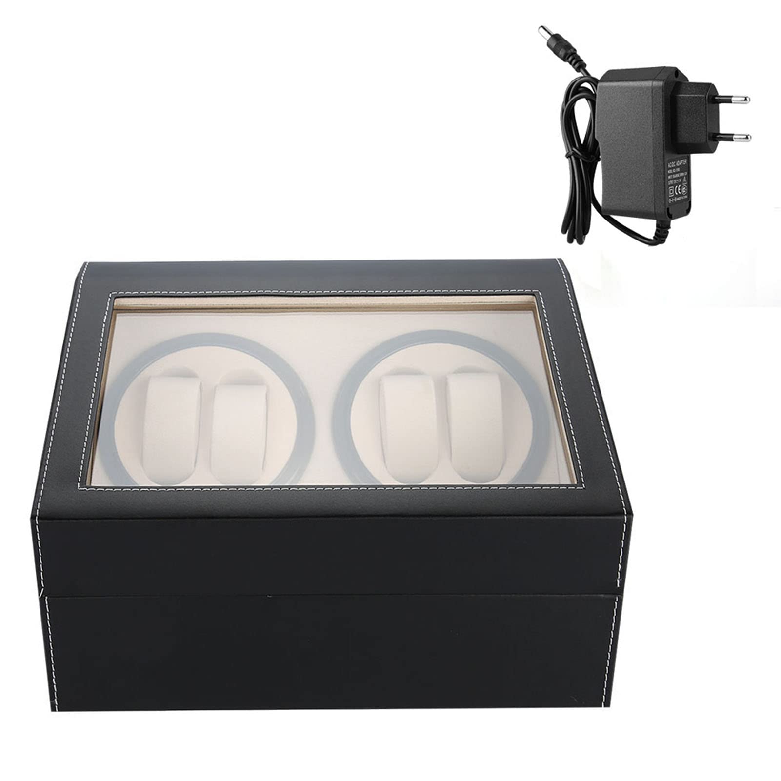 Greensen Coffret Remontoir Automatique pour Montres – Boîtier de Rangement avec Support Tournant Silencieux pour 4 à 6 Montres, Design Noir Élégant et Compact