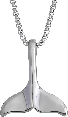 HAQUIL Mermaid Whale Tail Pendant Necklace, Box Chain, Vintage Ocean Jewelry Gift for Women