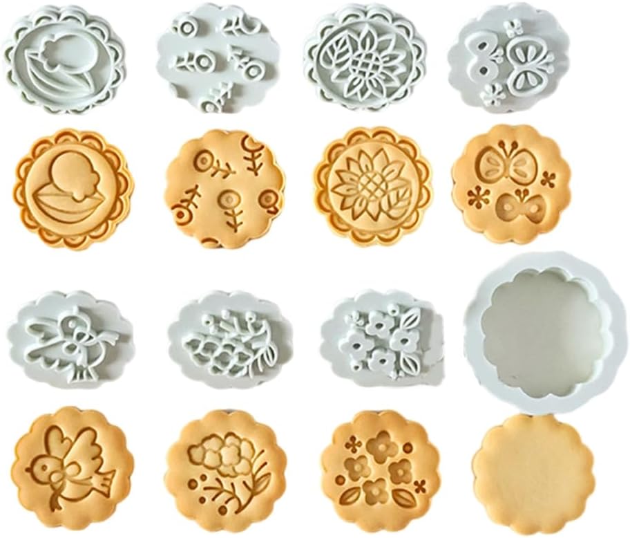 Set of 8 Food Grade Flower Cookie Molds Biscuit Making Moulds for Parties Convenient Dessert Baking Supplies