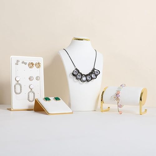 Miniatura 2 de GemeShou Soporte de almacenamiento de collar blanco para vender, organizador de soporte de collar de terciopelo, soportes de exhibición de busto de