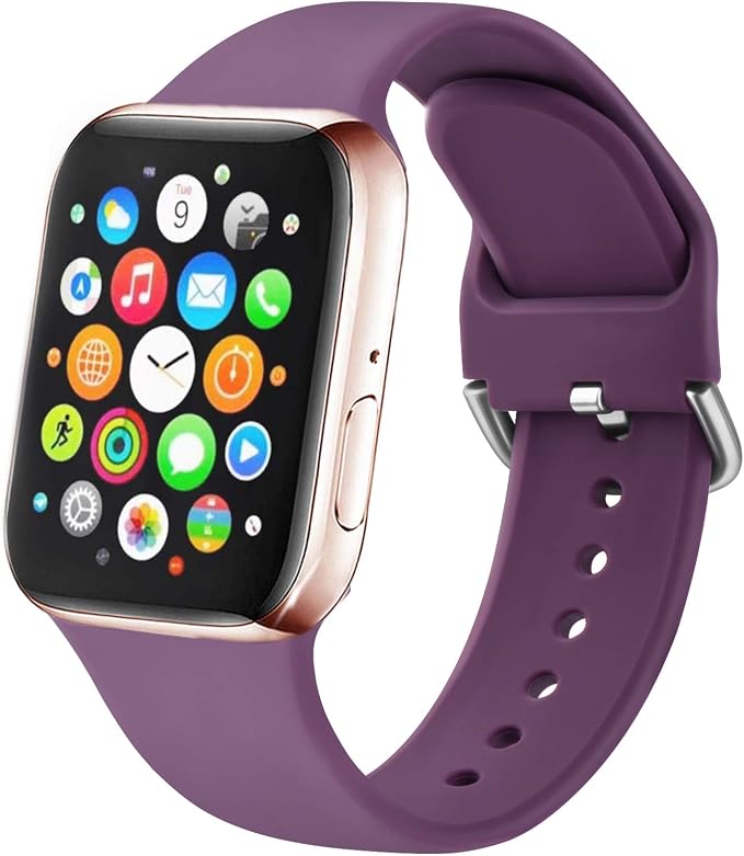 Amzpas Cinturino Compatibile per Apple Watch 38mm 40mm 41mm 42mm 44mm 45mm,  Nuovo Cinturino in Silicone di Sportivo Morbido per iWatch Series  7,6,5,4,3,2,1,SE (38/40mm S/M, 03Viola profondo) : Amazon.it: Elettronica