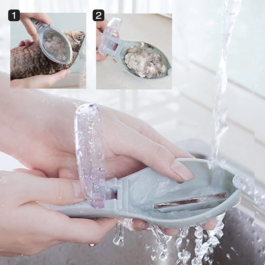 Fish Scaler Remover Tools, Fish Skin Graters Cleaning Peeler Scaler Scraper, Fast Fish Scale Remover, Fast Remove Fish Scale for Kitchen Fish Cleaning Tools, Blue