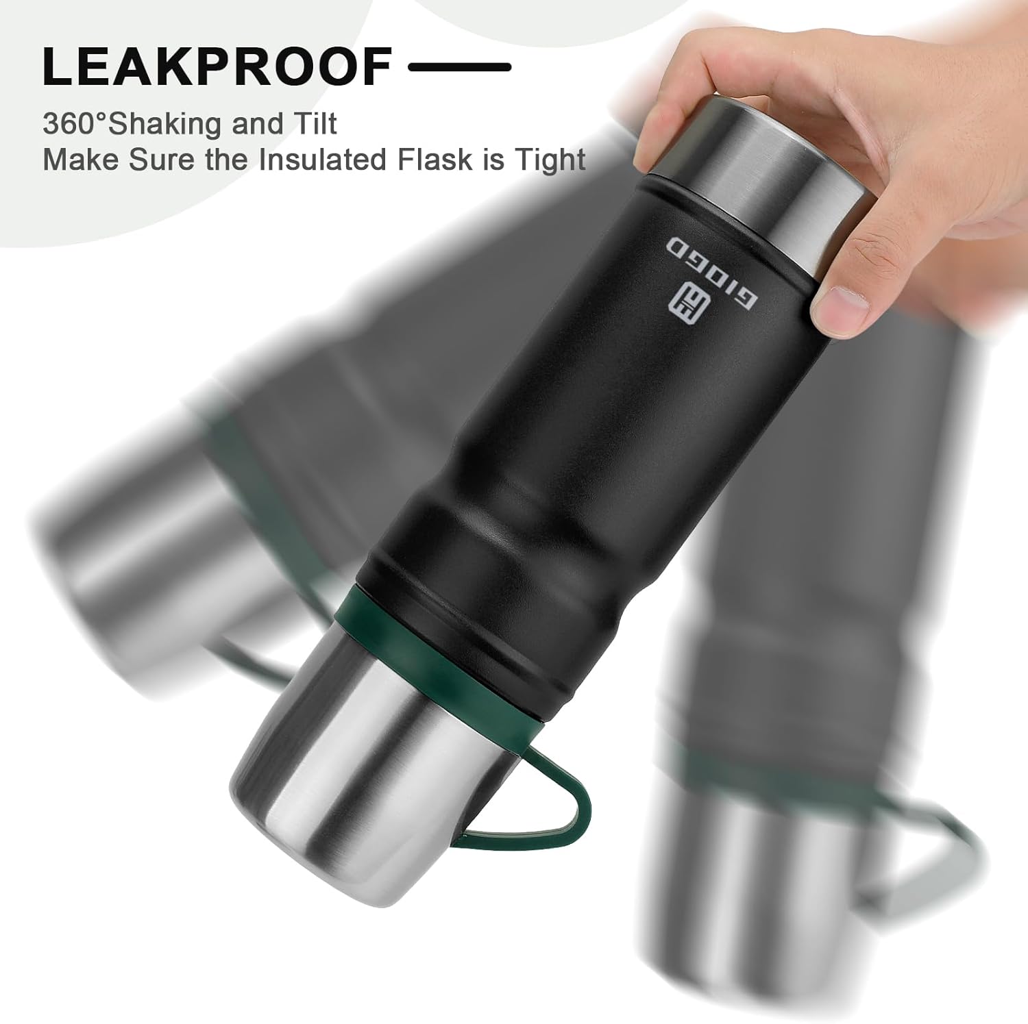 Vacuum Insulated Water Bottle Thermo Water Flask with Cup 680ml/23oz Stainless Steel Thermal Water Bottles Thermo for Hot and Cold Drinks Coffee Water(Black,Set) - Image 3