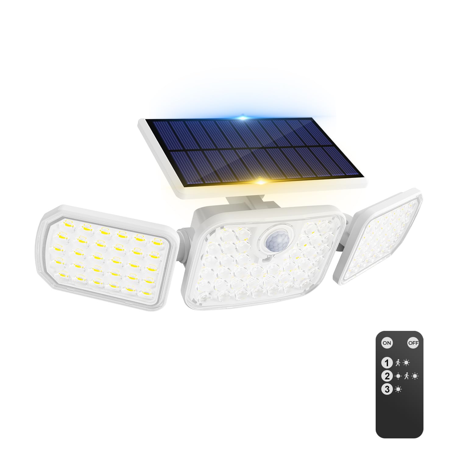 Peasur Solarlampen für Außen mit Bewegungsmelder LED Aussenleuchte mit Fernbedienung 3 Modi, IP65 Wasserdicht