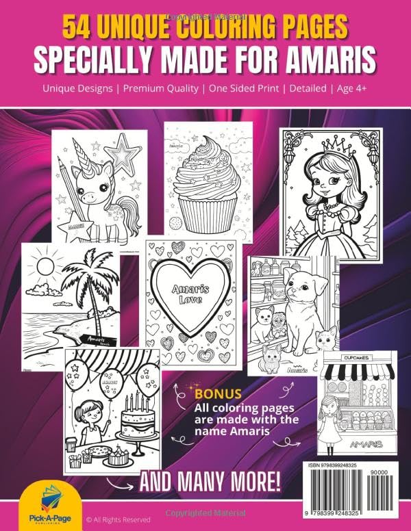 Miniatura 2 de Amaris Coloring Book Perfect Personal Name Gift - XL Edition - Age 4+ - 54 coloring pages for girls - Premium Quality - Amaris Coloring page