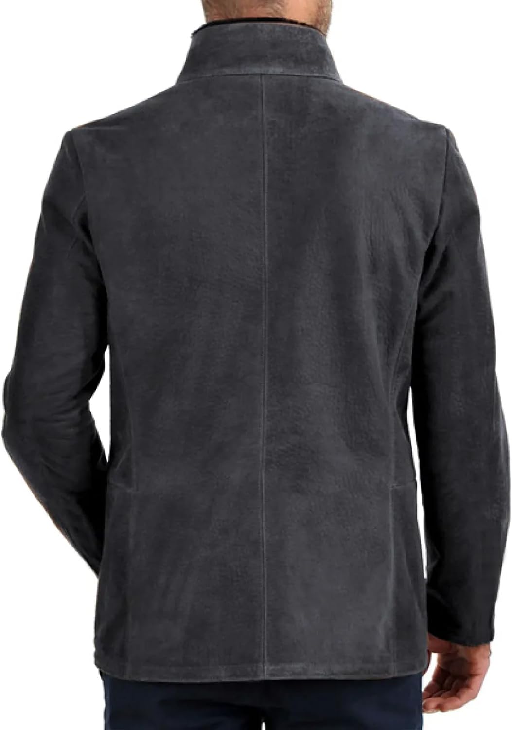 Suede Jacket For Men Coats Faux Leather Long Jackets Casual Zip Up Retro Tops, M-3XL