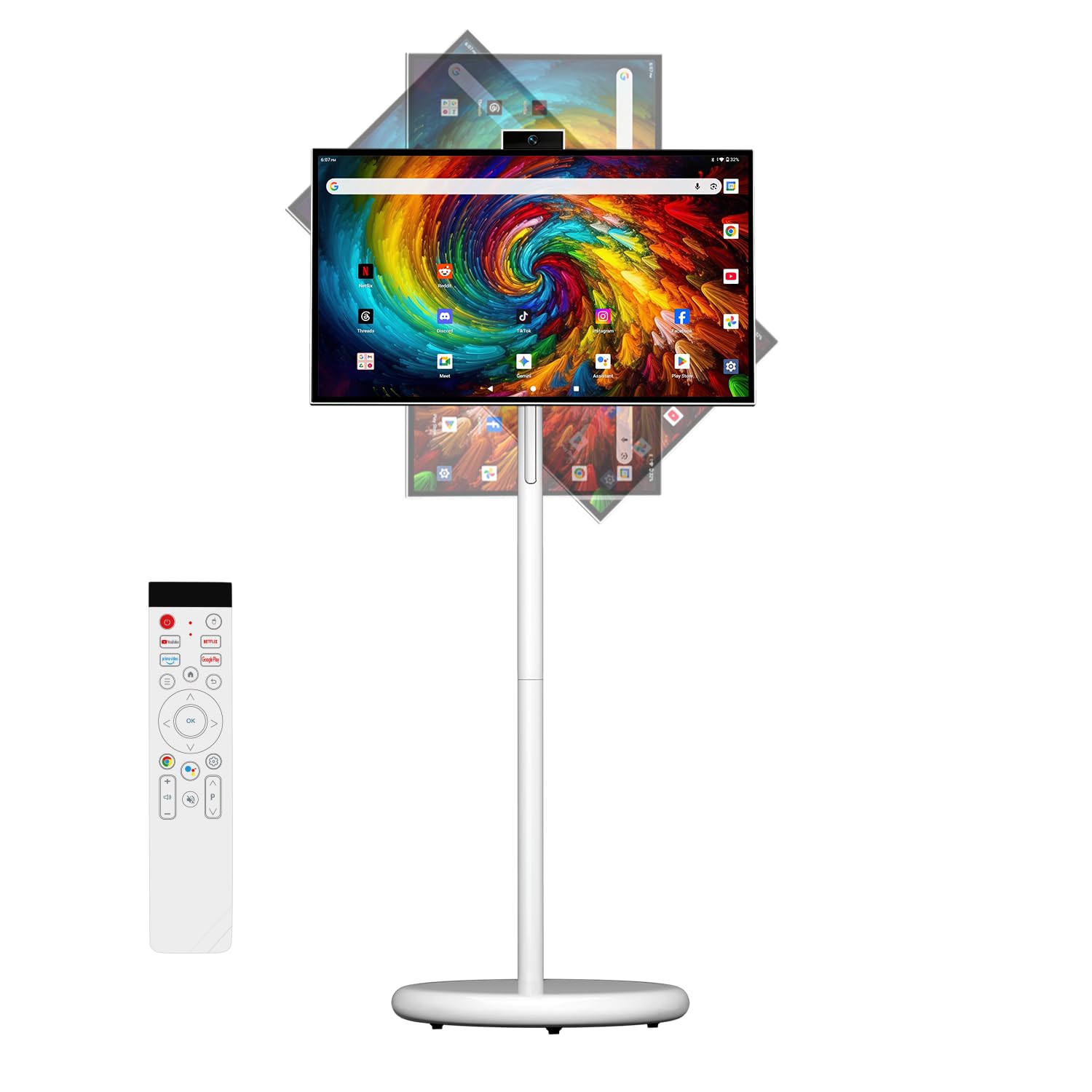 VLH 27 inch portable smart touchscreen TV with rolling stand