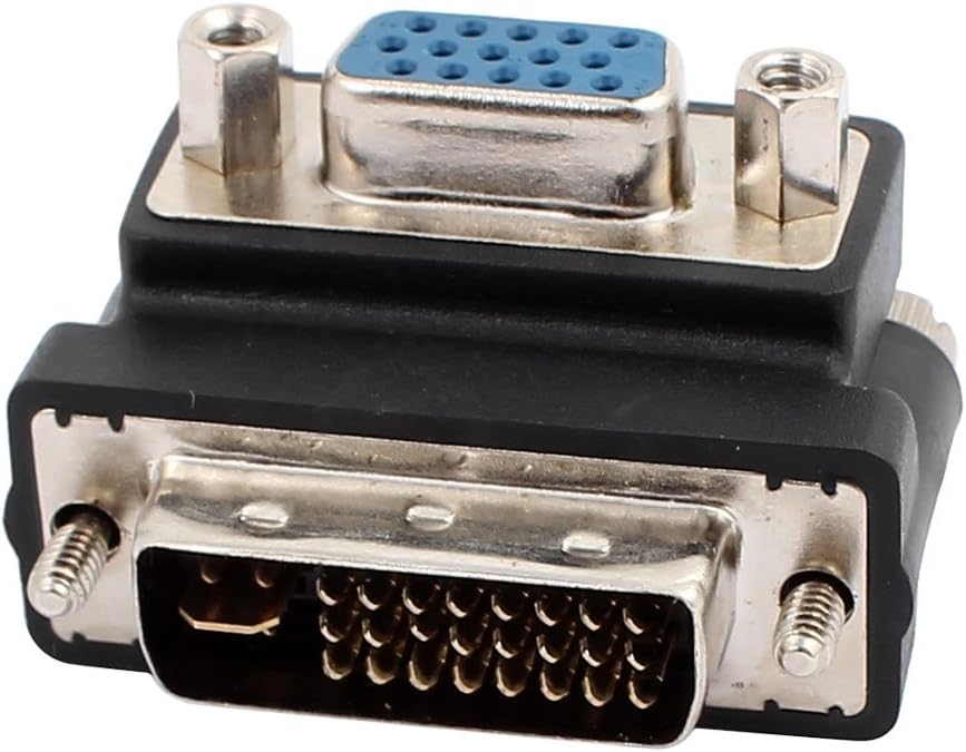 Aexit 90 Drgree Distribution electrical Up Elbow VGA Female (15-pin) to DVI-I Male Analog 24+5 Dual Link Adapter