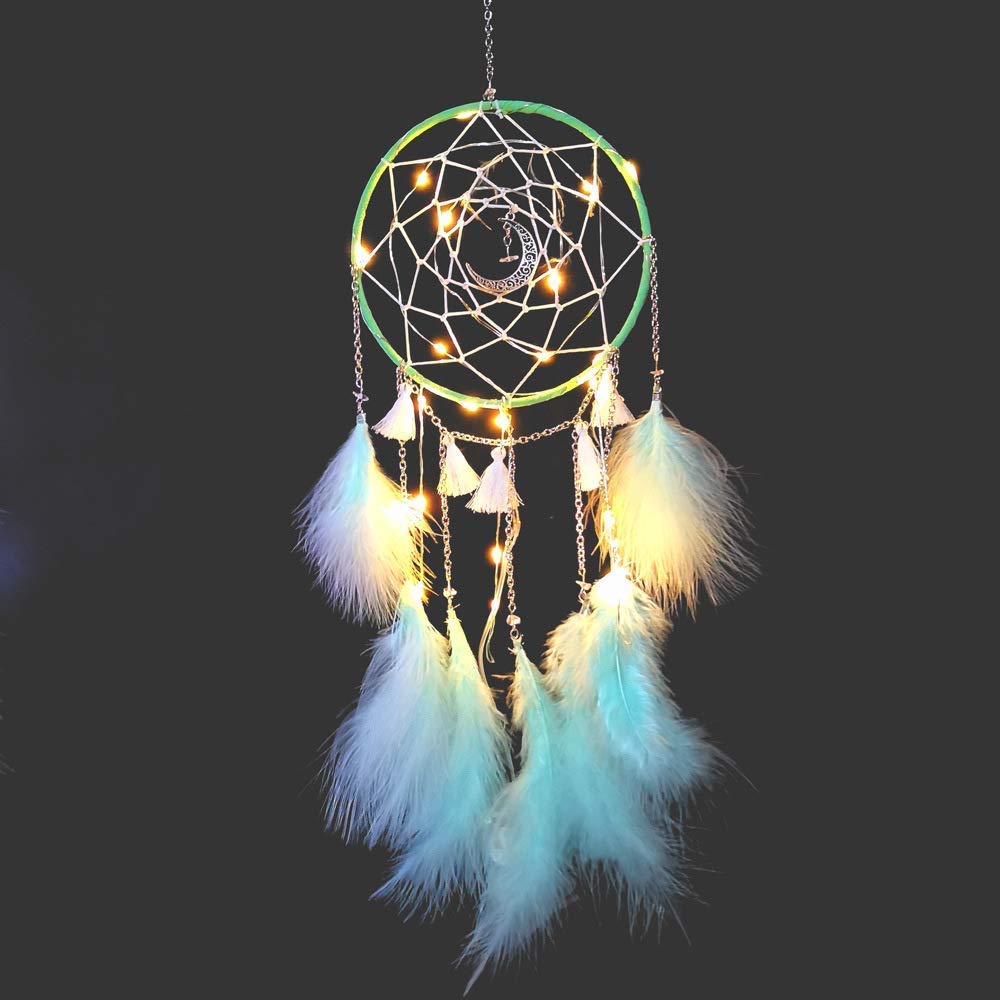 Byou Dream Catcher Handmade with Feathers Hanging Ornament for Bedroom Car Decoration