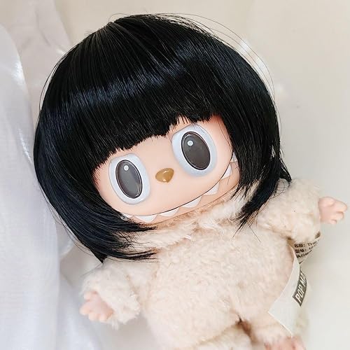 Labubu Doll Hair (No Doll), Labubu Accessories, Fit for 17cm (6.7 inch) Height, Labubu Outfit for Collectors (Black) - Black