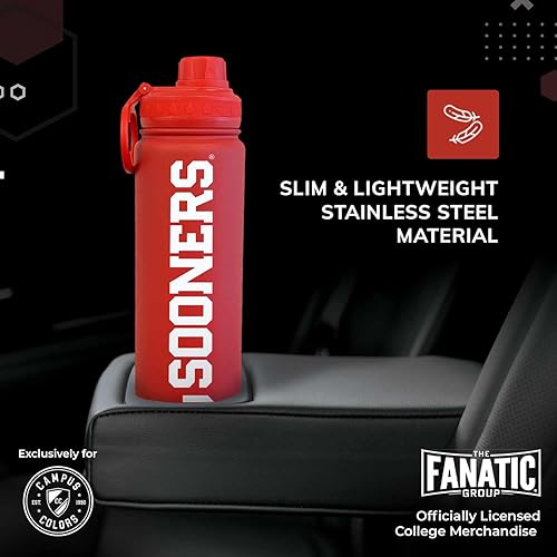 Vista 159 de Campus Colors Botella de agua de acero inoxidable de la NCAA, tapa giratoria, 24 onzas, clip de transporte, mantiene tus bebidas calientes o frías