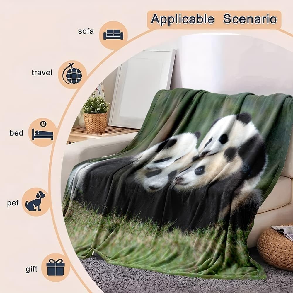 Plaid Polaire Flanelle 150x200 cm Gros Plan d'un Panda GéAnt Jeté de Canapé Sherpa Couverture • Couverture Douillette Vert Couverture pour Enfants • Douce et Chaude • Cadeau Plaids