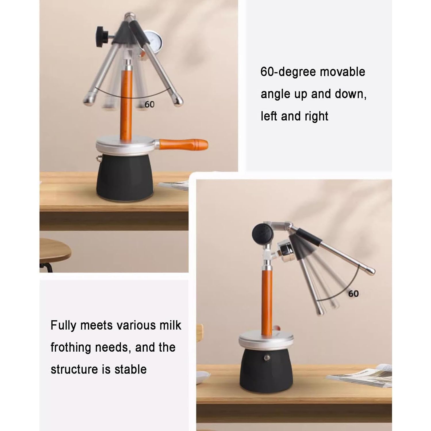 Espumador de leche, vaporizador comercial con boquilla de 3 orificios y manómetro, perfecto para picnics y campamentos al aire libre.
