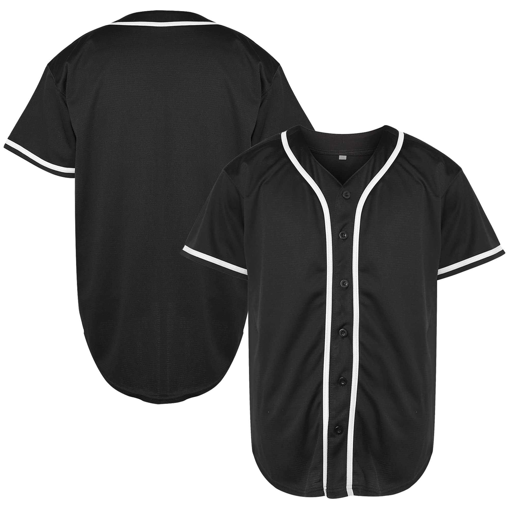 Blanko-Baseballtrikot, Button-Down-Shirt, Herren, Hip-Hop, einfarbig, kurzärmelig, Sport-T-Shirt, Größe S-3XL