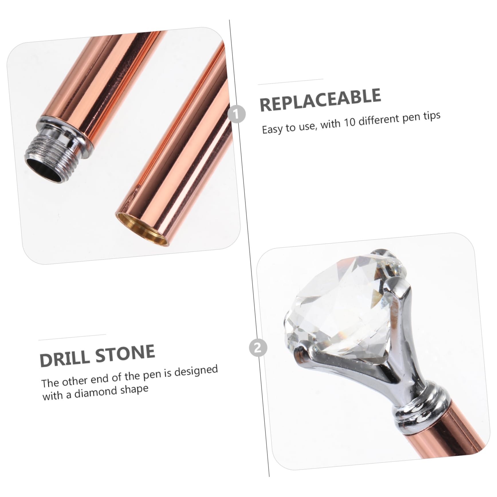 minkissy 2 Pezzi 9 Pezzi Set di pennelli per manicure con penna a penna per multifunzionale a testa intercambiabile pennello per strisce per unghie fodera per unghie oro rosa