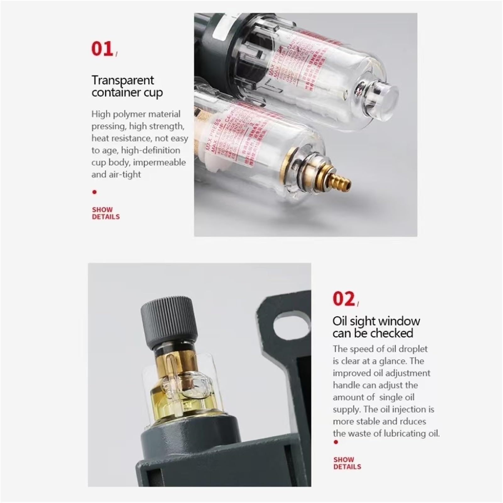 Lubricador regulador de presión de Filtro de Aire FRL, Drenaje automático Tipo AIRTAC Combinado con manómetro AFC2000 AFC2000D(AFC2000,Without Fitting)