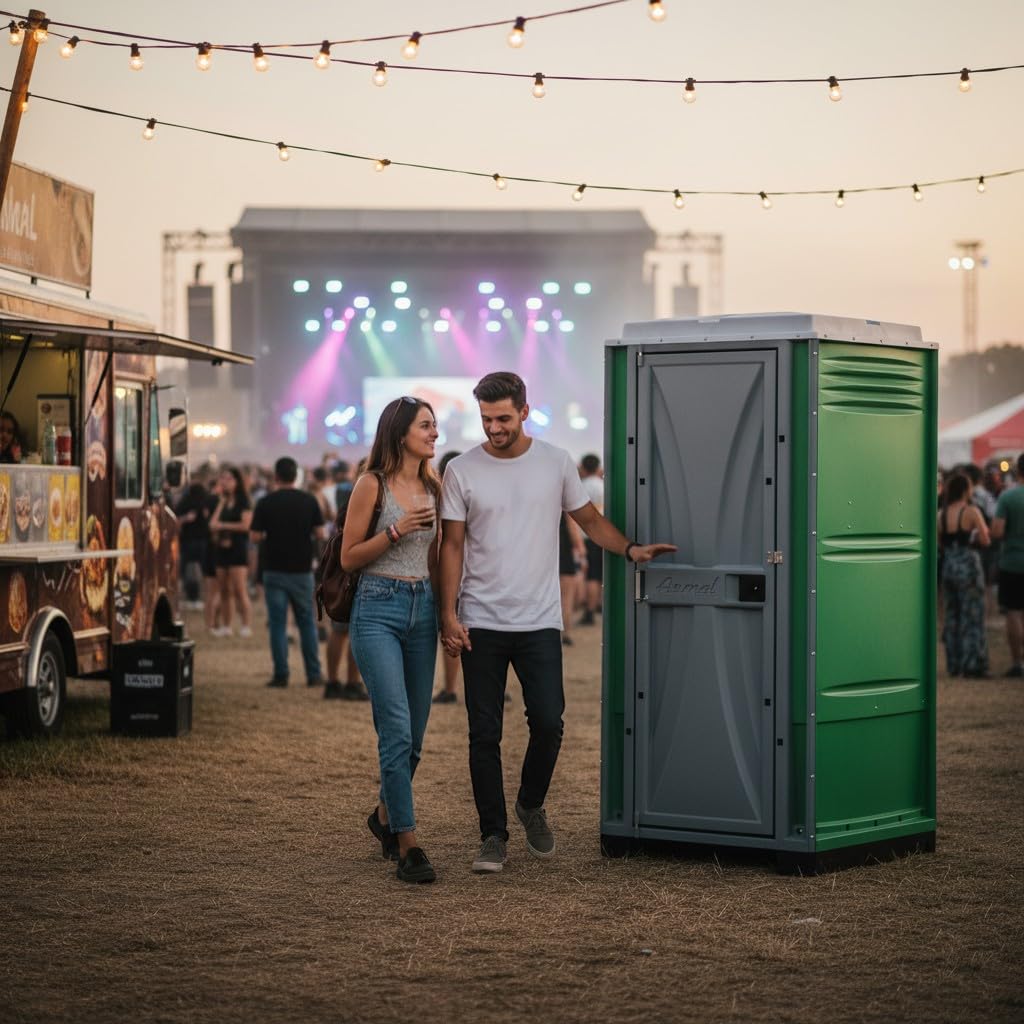Varile Mobile WC-Kabine "Armal" - Toilette aus Kunststoff mit Urinal & 210L Behälter I für Baustelle, Garten & Events (Grün)