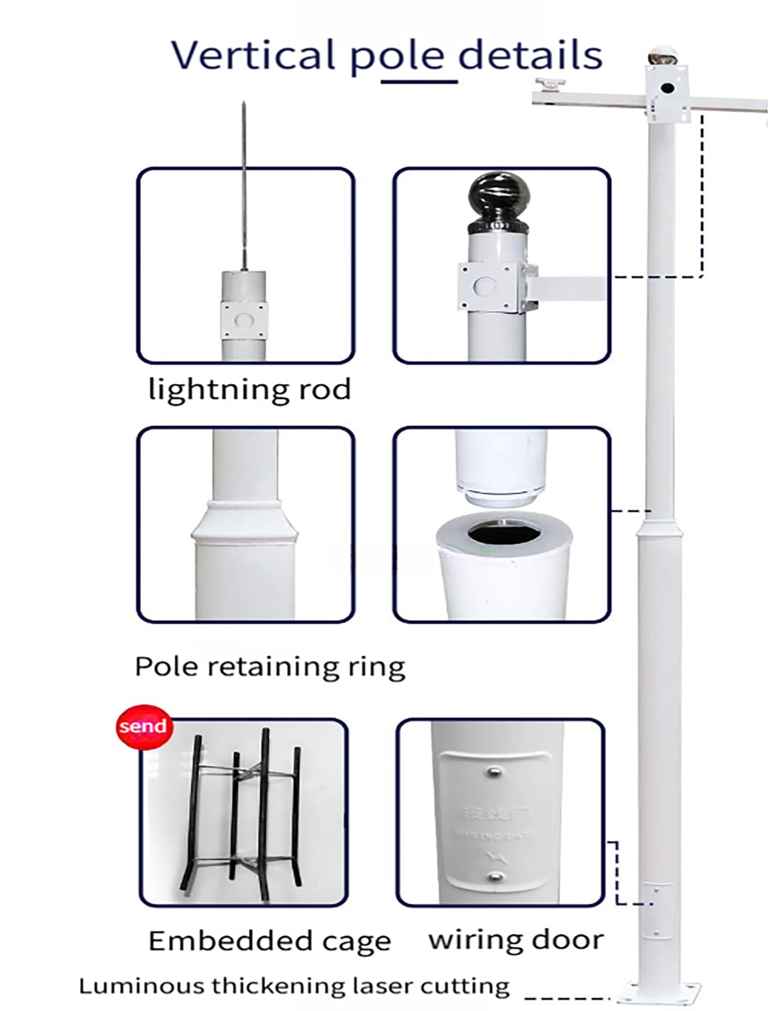 Support de caméra de surveillance extérieure avec piquet de terre pour compatibilité avec panneau solaire