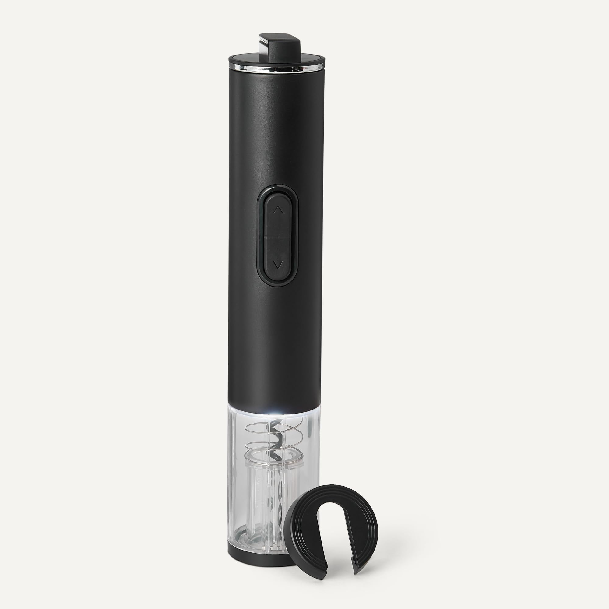 Amazon Basics - Abridor de vino eléctrico inalámbrico con cortador de aluminio, funciona con pilas, negro, 54 x 48 x 270 mm (L x An x Al)