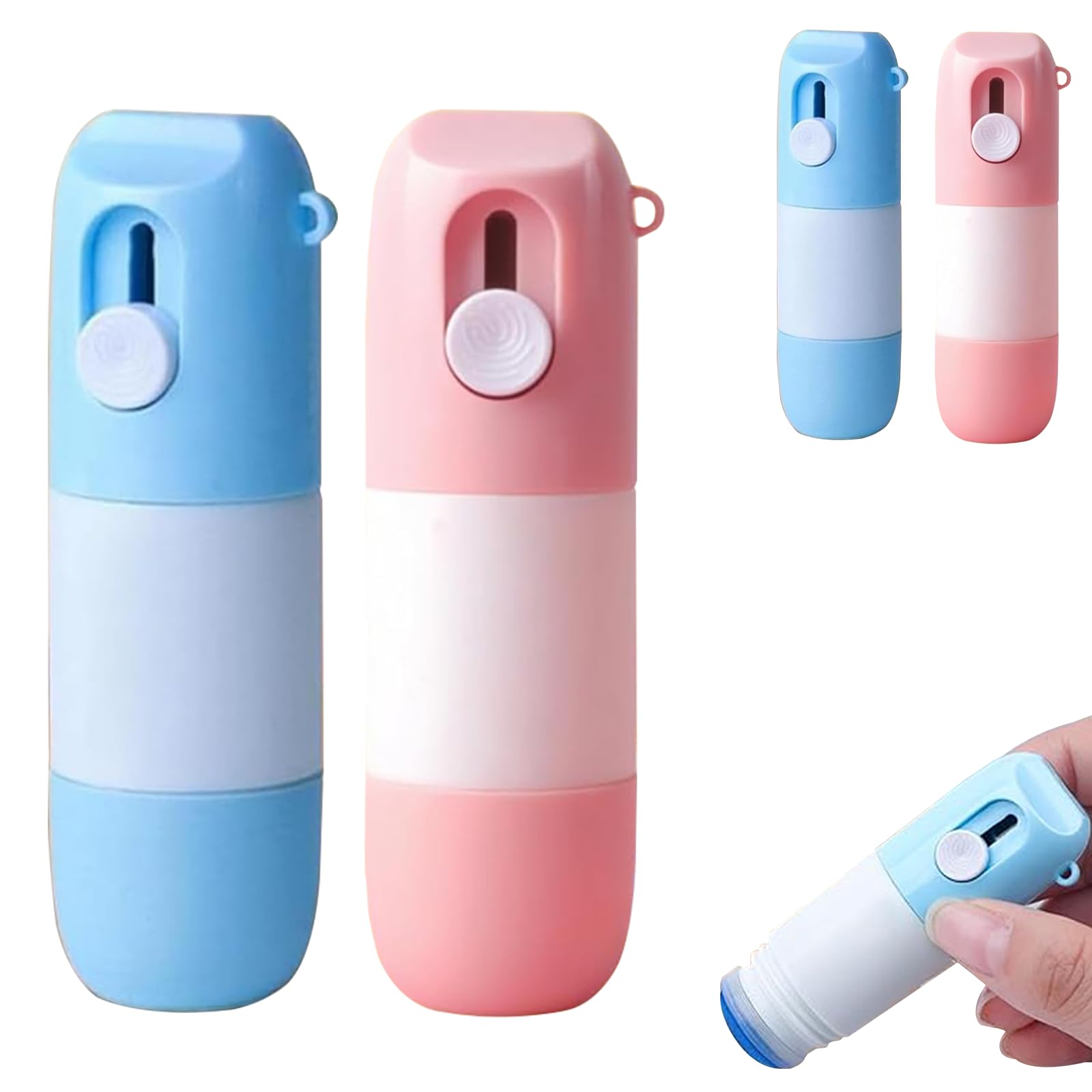 2-in-1 Thermal Paper Correction Fluid with Unboxing Cutter, Portable Privacy Protection Eraser Pen, Water-Based Ink Remover for Parcel Labels Bills (Blue+Pink)